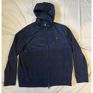 Polo Ralph Lauren Hybrid Full-Zip Hooded Jacket Men’s Size XL Blue Fleece VTG